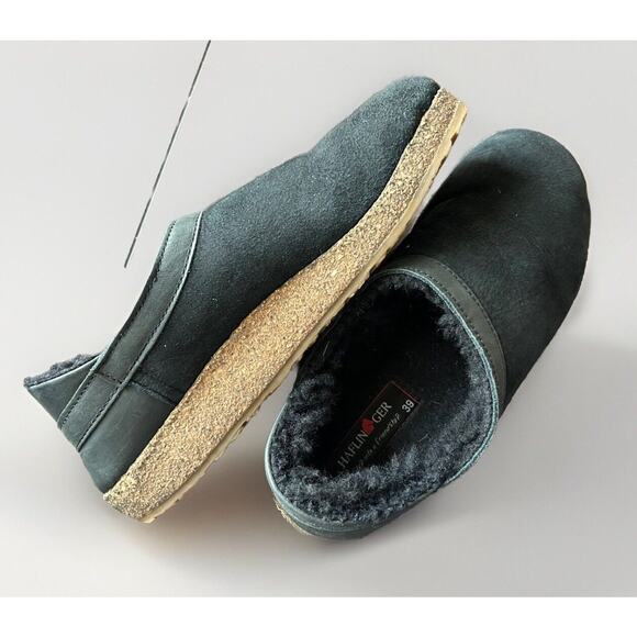 Haflinger Black Snow Bird Fur Lined Cork Comfort Slip On EU 39 Clogs US 8.5 - Picture 2 of 9